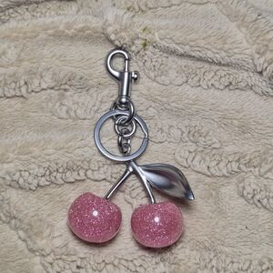 Sparkling Pink Cherry Keychain